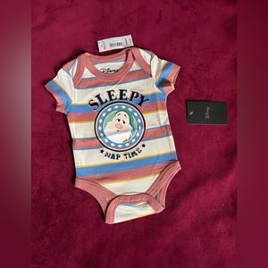 Disney Snow White and the Seven Dwarfs Sleepy Striped Infant One-Piece -NWT